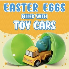 Easter Eggs with Cars Inside - 12 PCS Prefilled Easter Eggs with Pull-Back Toy