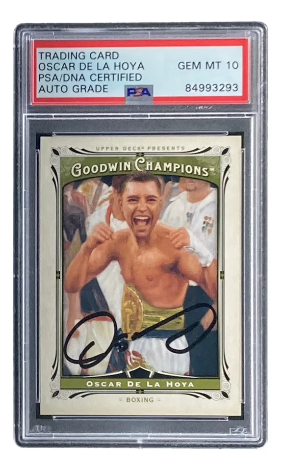 Tarjeta firmada por Oscar De La Hoya 2013 UD Goodwin Champions #130 PSA/DNA gema 10 Foto 4 de 4