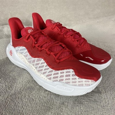 Under Armour Curry 11 Team Flow Shoes Mens Size 12 Red White Basketball NEW