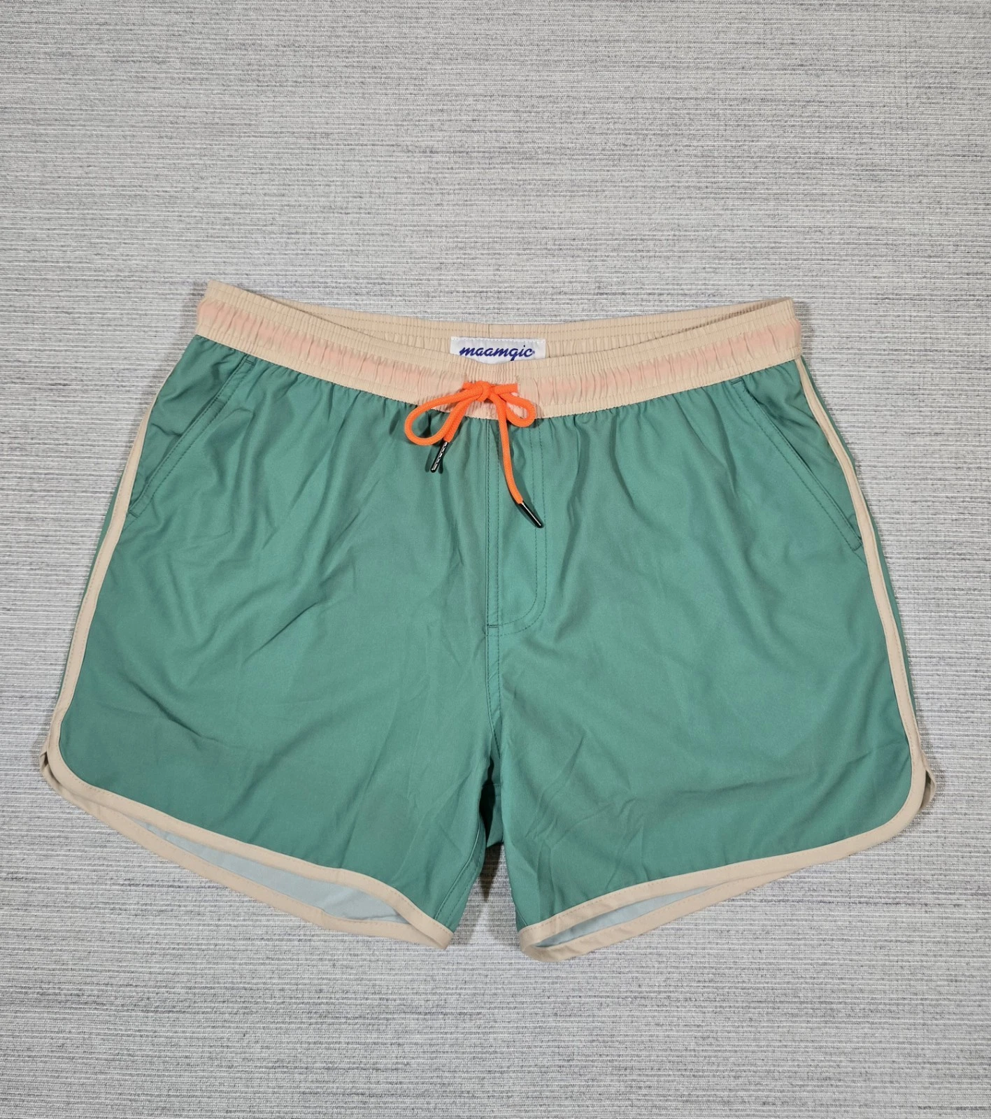 Maamgic Retro 70s Swim Trunks Shorts Mens M Lined Drawstring Beach Summer