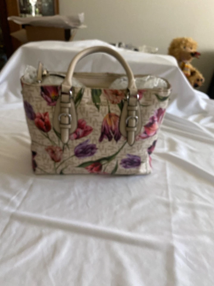Bolso Monedero Dana Buchman Tulipán Precioso Tulipán Floral Crema Rosa Púrpura Foto 3 de 4