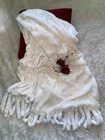 Chic Adrienne Landau White Faux Fur Fringe Shawl with Pockets, XXL  8ft+ long — photo 1