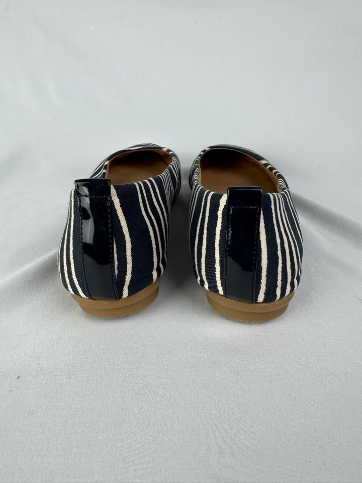 Zapatos planos sin cordones Easy Spirit textiles a rayas azules y blancas talla 7 informales cómodos Foto 4 de 4