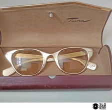 Tura Aluminum Eyeglass Frame  Leather Case Vintage 1950s Medium