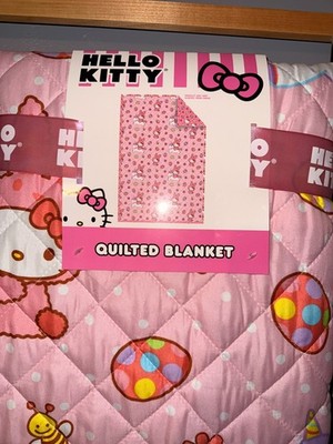 NWT Hello Kitty Easter Twin Quilted Blanket 60x90 Sanrio Hello Kitty Bunny Rare