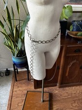Silver Metal Circle Chain Belt 90s Y2K Grunge Retro Hippie Boho