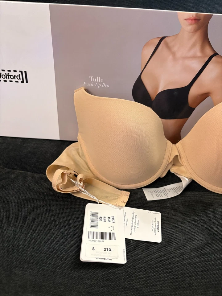 Sujetador push-up de tul Wolford de lujo austriaco desnudo precio de venta sugerido por el fabricante 210 USD Foto 3 de 4