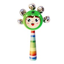 Wooden Jingle Handbells Smile Jingle Stick Shaker Cartoon Lightweight Original