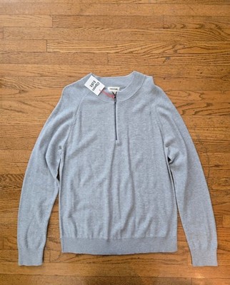 Open Edit Mens Gray Quarter Zip Long Sleeve Knit Sweater Size Medium NWT