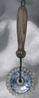 Antique Blue Onion Pastry Wheel Crimper Wood Handle German Porcelain — photo 1