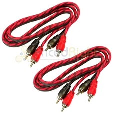 DS18 2 Pack 3 Ft 2 Channel Twisted Premium Audio Interconnect RCA Cable Pack