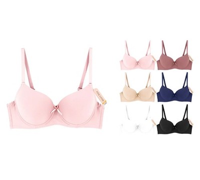 Women's Classic Gentle Push Up Padded Colorful Bow Bra Set Pack of 6