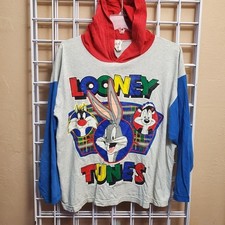 VTG 1994 Looney Tunes All Over Print T Shirt Bugs Sylvester Hooded