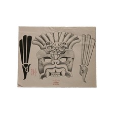 Johnny Mexica Traditional Style Tattoo Flash Sheet Shop Used 11"x14"