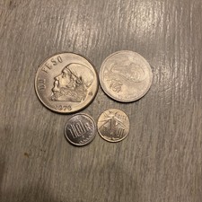 1976, 1985 Mexico  Peso, 2014, 1979 10 Centavos- 4 Coins