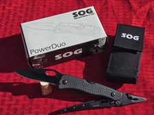 SOG PowerDuo Black Multi-Tool Multi-Plier Knife w/Sheath & Box Power Duo EXC