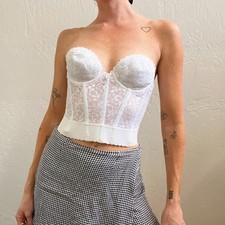 Vintage 1980's White Lace Bustier Strapless Corset Top