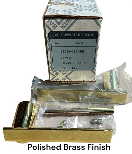 Baldwin Estate 5135-030-MR Privacy Door Lever Handle Pair Polished Brass NEW - Picture 1 of 3