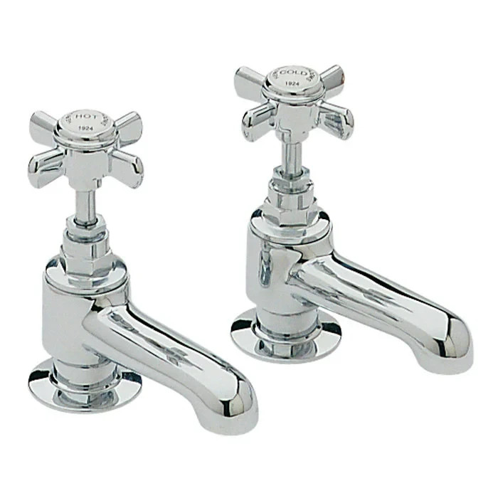 Heritage Dorchester/Dawlish Bath Pillar Taps - Chrome TDCC01 New Free Postage