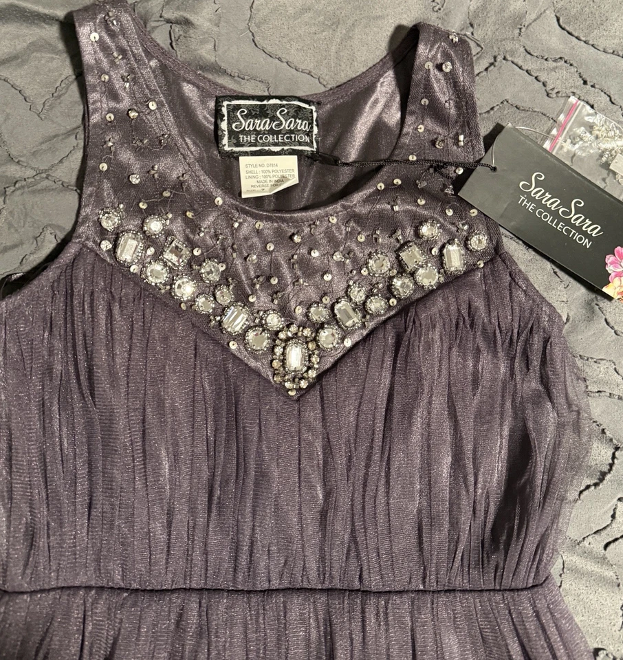 NWT Sara Sara Collection Vintage Ruffled Layer Beaded Dress, Girl’s 7 - Image 4 of 4