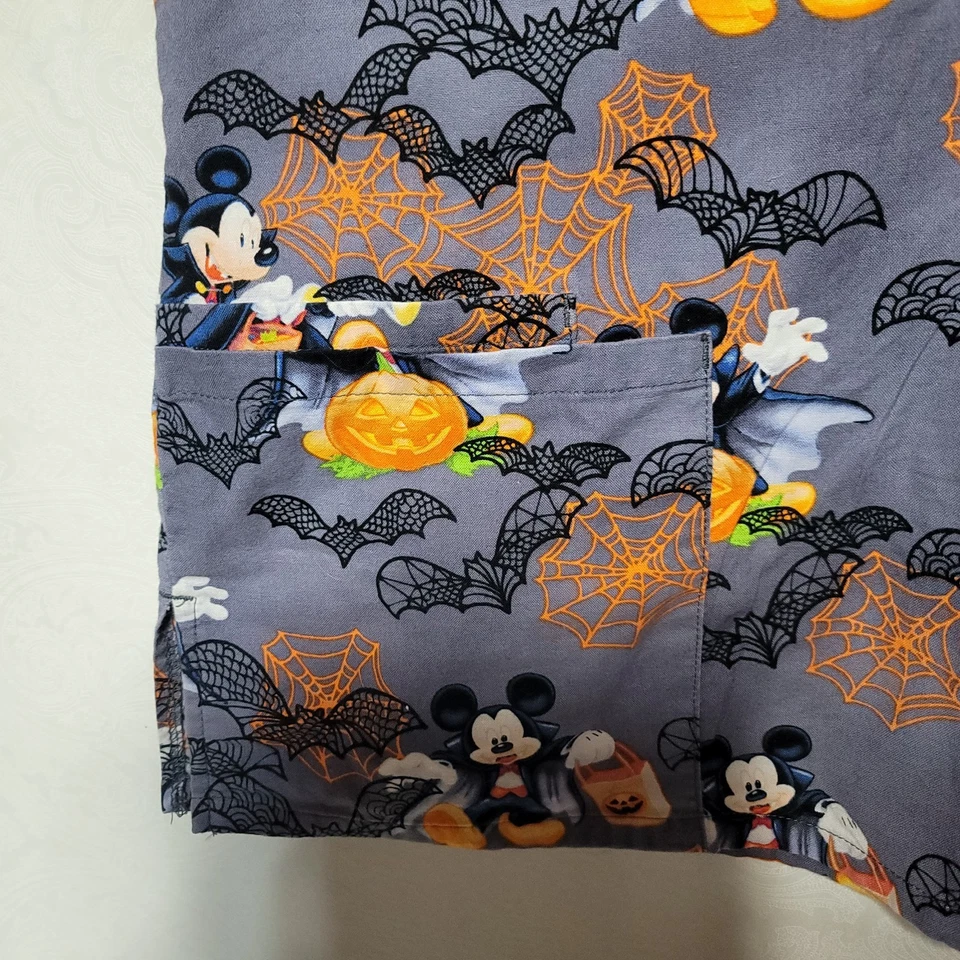 Disney Scrub Top Mickey Mouse Halloween Print Scubs Dracula Spooky Sz M Nurse - Image 4 of 4