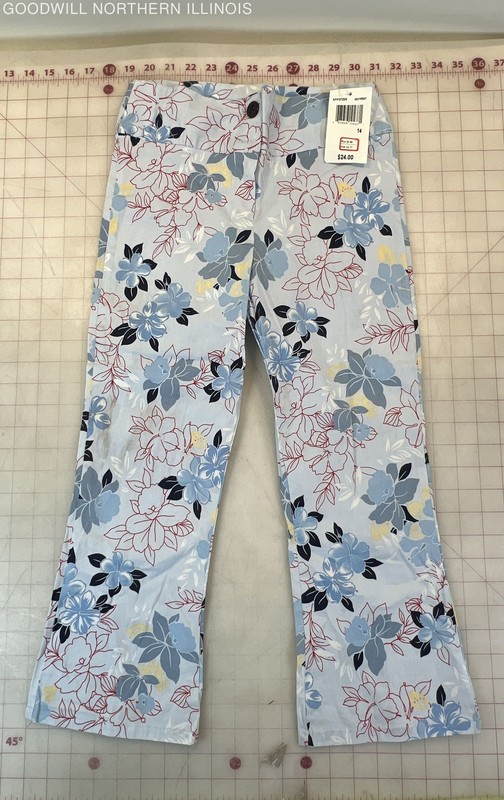 NWT Children's Field Gear Kids Blue Floral Pants Size 14