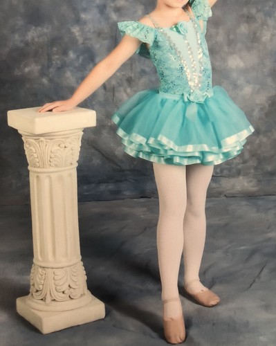 HALLOWEEN 2-Piece Fairytale Lace Ballet Dance Costume Blue w/Sequin Girl Sz 8-10