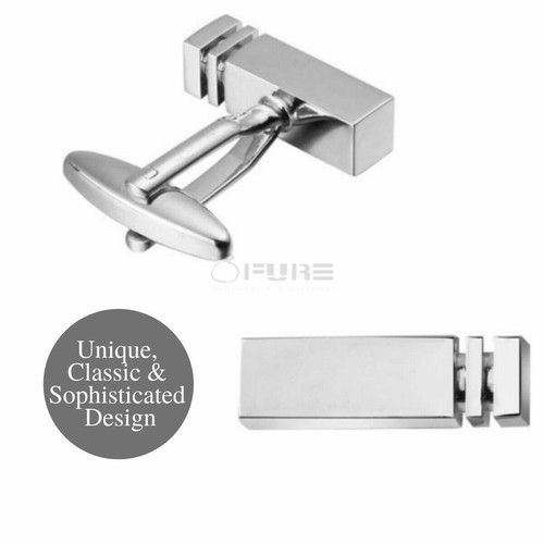 Silver Shirt Cufflinks Rectangle Column Pillar Cuff Link Birthday Wedding Gift - Picture 8 of 8