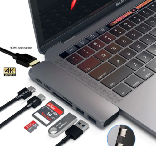 Adapter MacBook Pro/Air USB C Hub Thunderbolt 3 Dock TF SD Reader Rj45 M1 Type-c - Picture 1 of 8