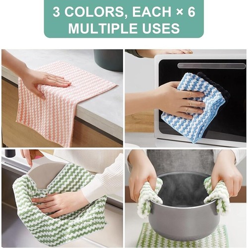 18 Pack Microfiber Cleaning Cloths Absorbent Lint Free Kitchen Towels Reusable - Picture 9 of 10