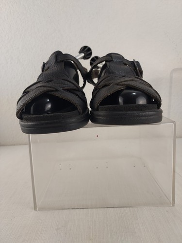 Dexter Damen 6M Liberation gewalkte Ledersandalen Riemchen schwarz Schnalle Keilabsatz - Bild 3 von 9