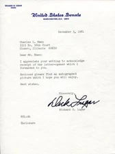 Richard Lugar Indiana Congress Senator Mayor Indianapolis Signed Autograph TSL