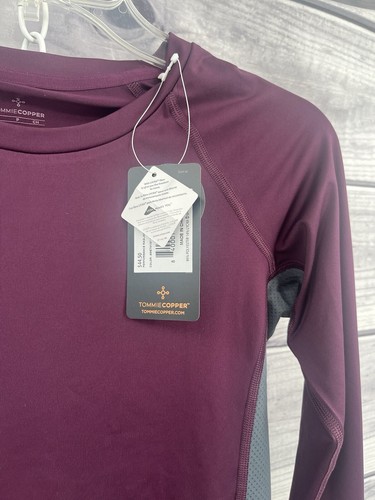 TOMMIE COPPER PERFORMANCE RAGLAN LS T-SHIRT Women's Size Small Amethyst/Grey NWT - Picture 3 of 4