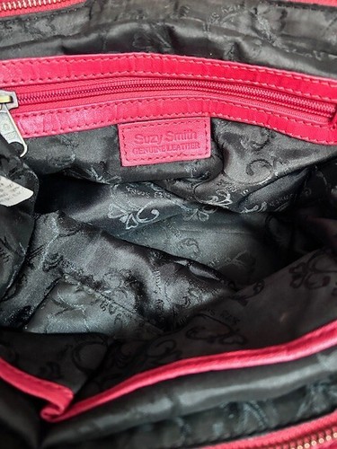 Suzy Smith bright pink quality leather bow detail two strap shoulder bag - Picture 4 of 10