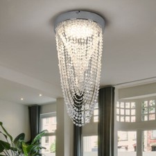 Deckenleuchte Deckenlampe Kristalle LED Esszimmerlampe Kristallleuchte H 34 cm