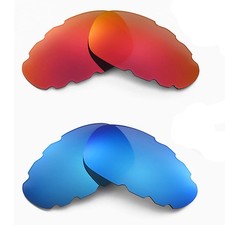 Walleva Two Pairs Polarized Vented Lens for Oakley Juliet - Fire Red  Ice Blue