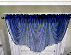 Window Valance Shear Blue With Beads