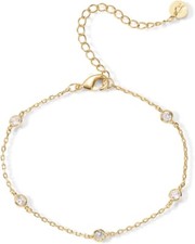 PAVOI 14K Gold Plated Beaded/Cuban/Cubic Zirconia Station Chain Adjustable gift.