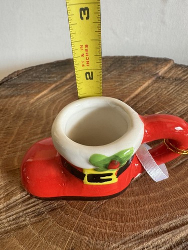 2024 Mr Christmas Nostalgic Mini Mug Ceramic Ornament Retro Santa Boot 1.5" NEW - Picture 7 of 7