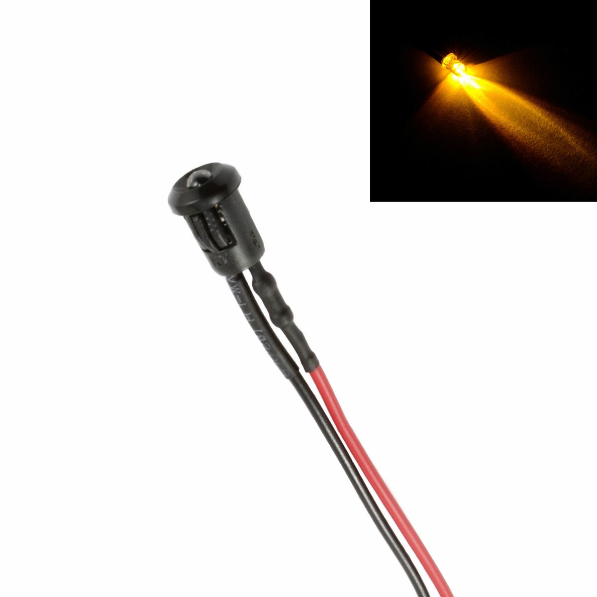 Yellow Flashing Pre Wired 3mm LED + Bezel Holder Light Lamp