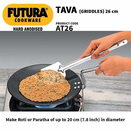 Utensilios de cocina Futura duros anodizados 26 cm Tava Roti/Chapati Tawa de Hawkins - Imagen 5 de 9