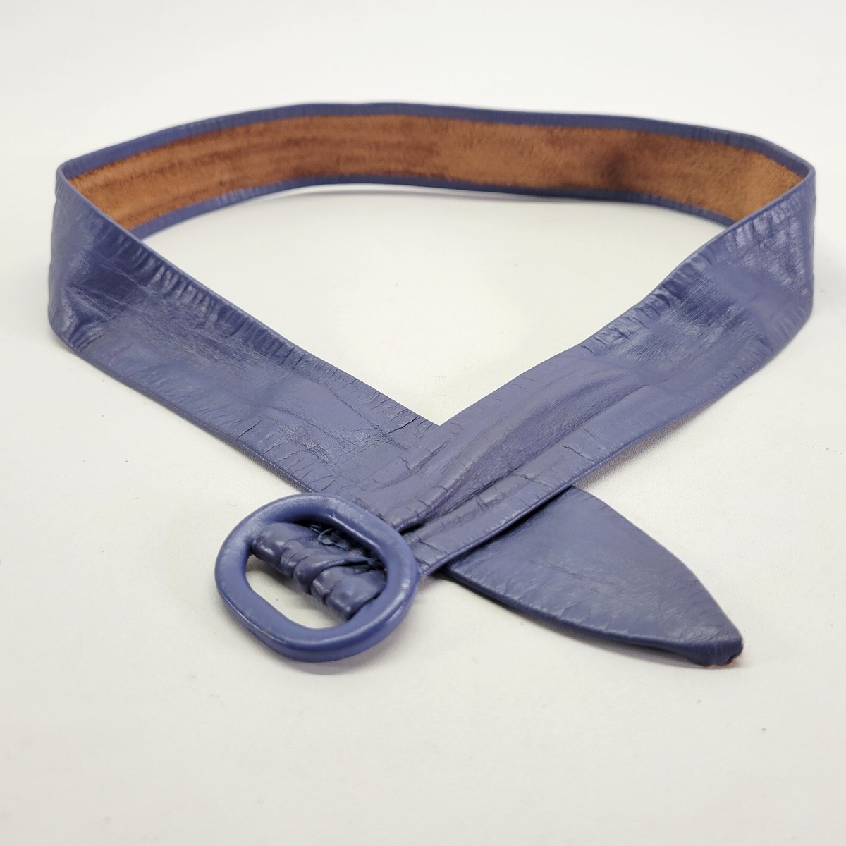 Vintage Leather Belt 30 32 34 Cornflower Blue | eBay