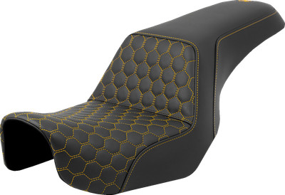 Saddlemen Step Up Gold Honeycomb Stitch Seat fits 2006-2017 Harley Dyna FXD FLD