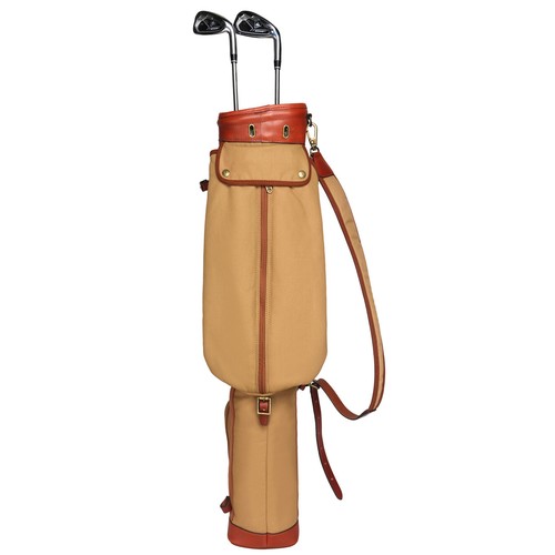 TOURBON Canvas Leather Golf Bags Vintage Sunday Carry Strap Golf Clubs Balls Bag - Picture 8 of 24