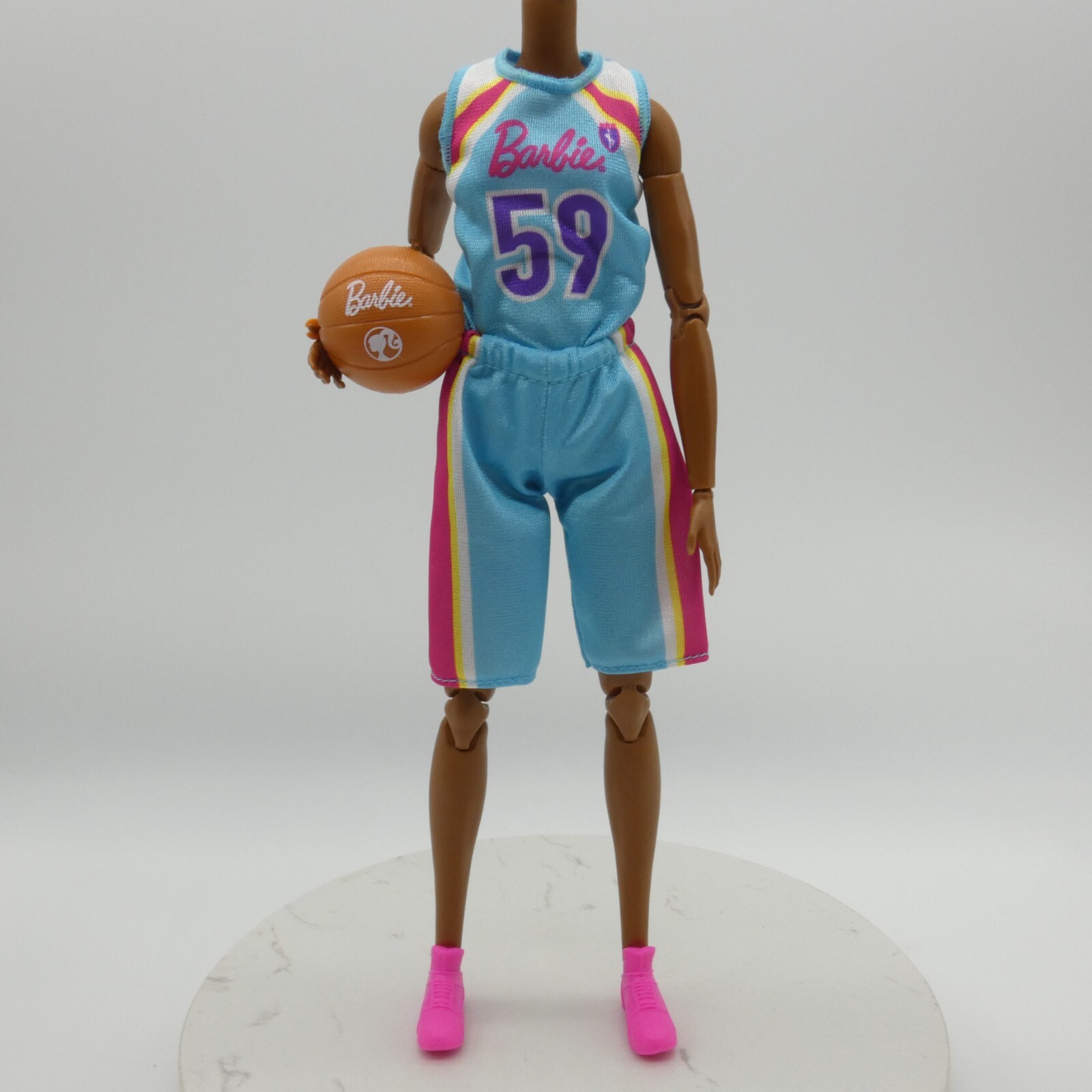 Barbie Basketball Player Doll Outfit Jersey Shorts Shoes Ball Blue Pink HKT74 J3