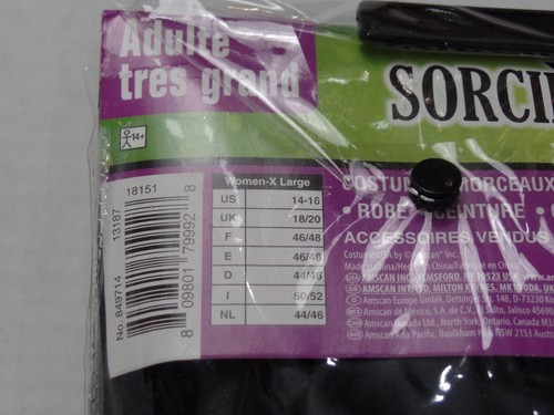 MAGIA NEGRA BRUJA HALLOWEEN 3PC TRAJE PÚRPURA Y NEGRO ADULTO EXTRA GRANDE (14-16) - Imagen 6 de 9
