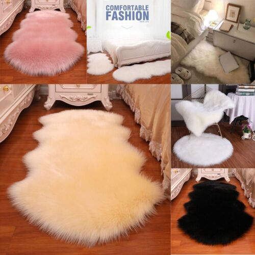 Carpet Non Slip Floor Protection Sheepskin Rug Faux Fur Bedroom Mats Soft Rugs - Picture 1 of 22