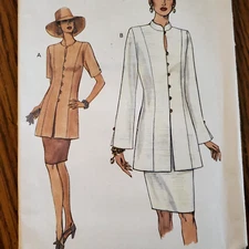 90s Vogue Pattern 9031 Loose Fit Tunic Blouse Button Loop Key Hole Skirt 6 8 10