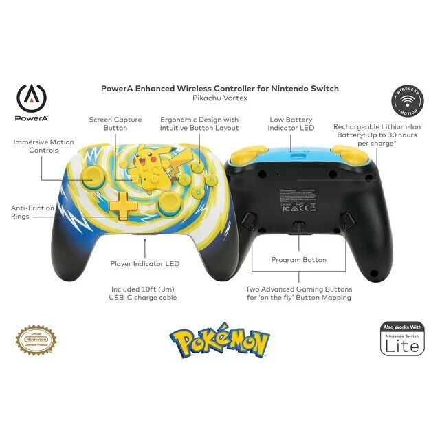 Enhanced Wireless Controller Pokémon: Pikachu Vortex