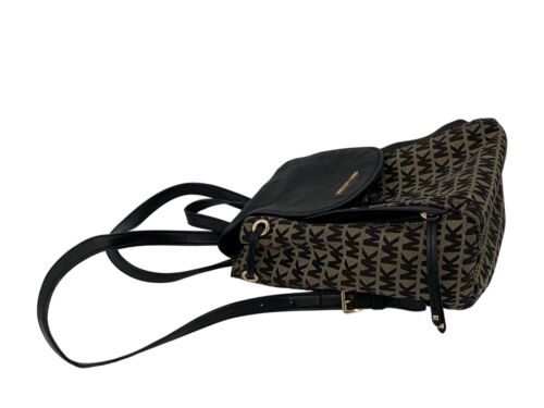 Michael Kors Evie Monogram Canvas & Leather Small Backpack Black/Brown Used - Picture 2 of 17